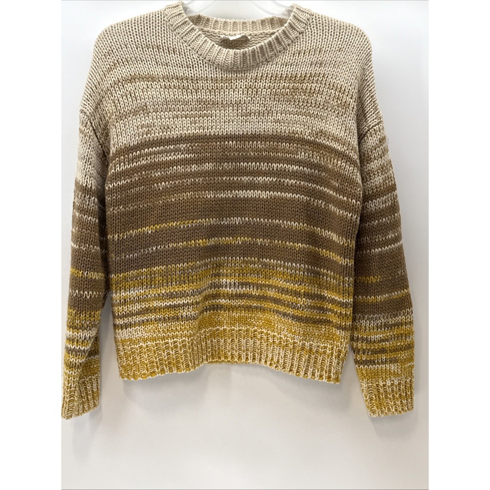Loveriche Women's Small Pullover Knit Sweater Tan/Brown/Yellow